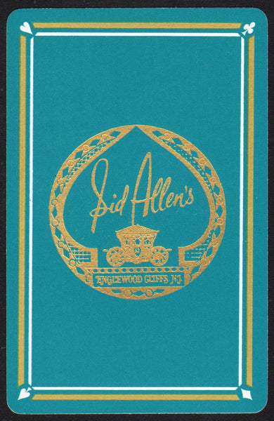 Vintage playing card SID ALLENS restaurant blue background Englewood Cliffs NJ