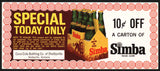 Vintage coupon SIMBA lion pictured Coca Cola Shelbyville Kentucky unused n-mint+
