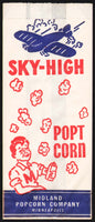 Vintage bag SKY HIGH Popt Corn popcorn boy and plane Midland Minneapolis unused