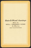 Vintage playing card SLATS-O-WOOD AWNINGS Well Dressed Home Galveston Texas