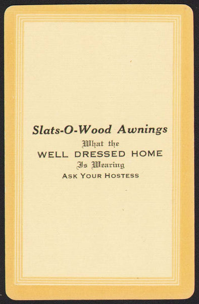 Vintage playing card SLATS-O-WOOD AWNINGS Well Dressed Home Galveston Texas