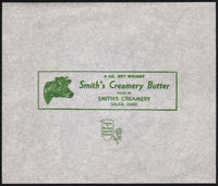 Vintage wrapper SMITHS CREAMERY BUTTER cow pictured Salem Ohio unused n-mint+