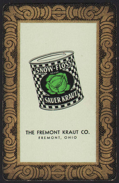 Vintage playing card SNOW FLOSS SAUER KRAUT black border Fremont Kraut Co Ohio