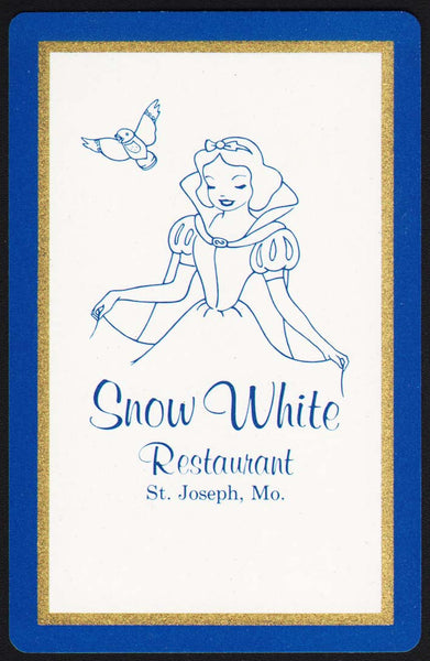 Vintage playing card SNOW WHITE RESTAURANT with her picture St Joseph Missouri