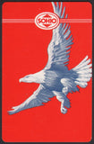 Vintage playing card SOHIO with a red background picturing the flying bald eagle