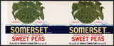 Vintage label SOMERSET Sweet Peas pictured Pennsylvania new old stock n-mint+
