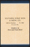 Vintage playing card SOUTHERN SCRAP IRON and METAL blue border St Louis Missouri