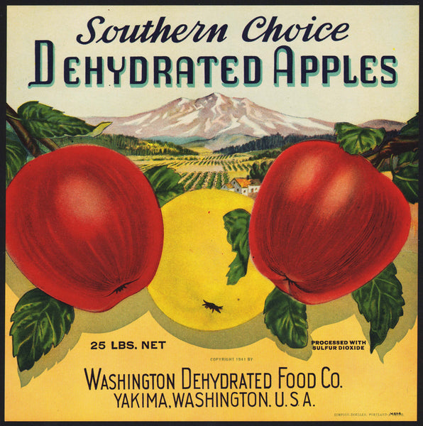 Vintage label SOUTHERN CHOICE Apples valley picture Washington Food Co Yakima