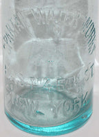 Vintage soda pop bottle SPARTAN WATER WORKS New York embossed ice blue 1pt11oz
