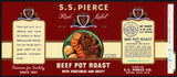 Vintage label S S PIERCE Beef Pot Roast pictured Boston Massachusetts n-mint+