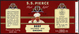 Vintage label S S PIERCE Beef Smothered With Onions Boston Massachusetts n-mint+