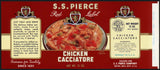 Vintage label S S PIERCE Chicken Cacciatore pictured Boston Massachusetts n-mint+