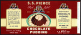Vintage label S S PIERCE Chocolate Pudding pictured Boston Massachusetts n-mint+