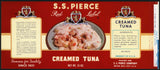Vintage label S S PIERCE Creamed Tuna pictured Boston Massachusetts n-mint+