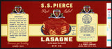 Vintage label S S PIERCE Lasagne pictured Boston Massachusetts unused n-mint+
