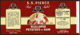 Vintage label S S PIERCE Scalloped Potatoes with Ham Boston Massachusetts n-mint+