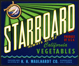Vintage label STARBOARD California Vegetables H H Maulhardt Guadalupe CA n-mint+