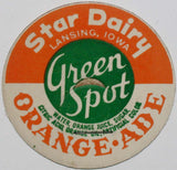 Vintage milk bottle cap STAR DAIRY Green Spot Orange-Ade Lansing Iowa unused
