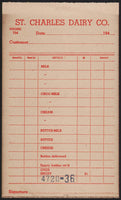 Vintage receipt ST CHARLES DAIRY CO dated 1940s Phone 734 Missouri unused n-mint