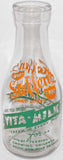 Vintage milk bottle STEFFENS DAIRY Vita Milk 2 color TRPQ pyro quart Wichita Kansas