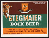 Vintage label STEGMAIER BOCK BEER ram pictured 1955 Wilkes Barre Pennsylvania