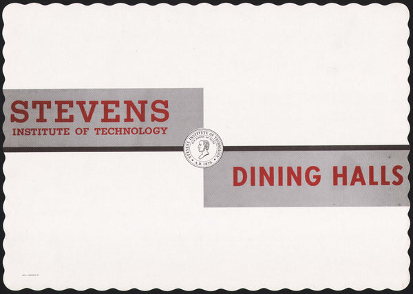 Vintage placemat STEVENS INSTITUTE OF TECHNOLOGY Dining Halls To the Stars logo