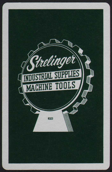 Vintage playing card STRELINGER INDUSTRIAL SUPPLIES Tools green Warren Michigan