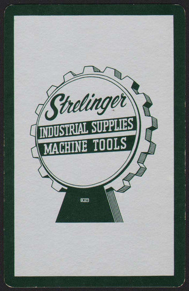 Vintage playing card STRELINGER INDUSTRIAL SUPPLIES Tools silver Warren Michigan
