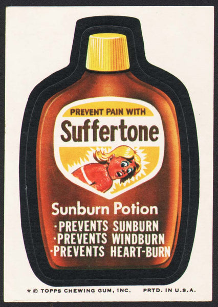 Vintage Topps Wacky Packages original sticker tan back SUFFERTONE Sunburn Potion