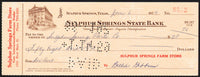 Vintage bank check SULPHUR SPRINGS STATE BANK pictured dated 1959 Texas excellent++