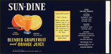 Vintage label SUN DINE Grapefruit Orange Juice Lake Alfred Florida unused n-mint