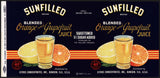 Vintage label SUNFILLED Orange Grapefruit Juice #2 Dunedin Florida 1943 unused