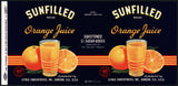 Vintage label SUNFILLED Orange Juice #2 Dunedin Florida 1943 unused new old stock