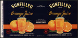 Vintage label SUNFILLED Orange Juice #3 Dunedin Florida 1943 unused new old stock