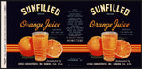 Vintage label SUNFILLED Orange Juice #4 Dunedin Florida 1943 unused new old stock