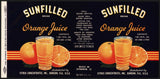 Vintage label SUNFILLED Orange Juice #5 Dunedin Florida 1943 unused new old stock