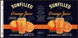 Vintage label SUNFILLED Orange Juice #7 Dunedin Florida 1943 unused new old stock