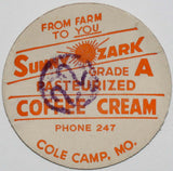 Vintage milk bottle cap SUNNY OZARK Coffee Cream Phone 247 Cole Camp Missouri