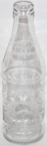 Vintage soda pop bottle SUN RISE BEVERAGES embossed NDNR No Deposit No Return