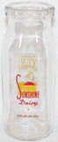 Vintage milk bottle SUNSHINE DAIRY 2 color pyro half pint Burlington Iowa n-mint