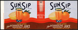 Vintage label SUN SIP Orange and Grapefruit Juice Gregg Maxcy Sebring Florida