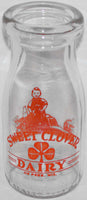 Vintage milk bottle SWEET CLOVER DAIRY boy pictured pyro half pint De Pere Wisconsin