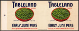 Vintage label TABLELAND Early June Peas pictured Somerset Canning Pennsylvania