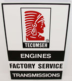 Vintage metal sign TECUMSEH Engines Factory Service indian flange new old stock