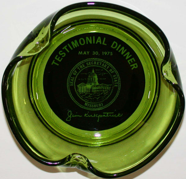 Vintage glass ashtray TESTIMONIAL DINNER Jim Kirkpatrick Missouri Secretary of State