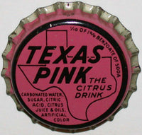 Vintage soda pop bottle cap TEXAS PINK state outline cork lined new old stock