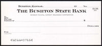 Vintage bank check THE BUSHTON STATE BANK Bushton Kansas new old stock n-mint+
