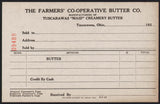 Vintage receipt THE FARMERS CO-OPERATIVE BUTTER Tuscarawas Maid 1920s Ohio n-mint