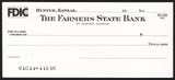Vintage bank check THE FARMERS STATE BANK Hunter Kansas new old stock n-mint+