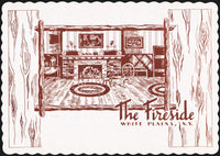 Vintage placemat THE FIRESIDE restaurant fireplace pictured White Plains New York